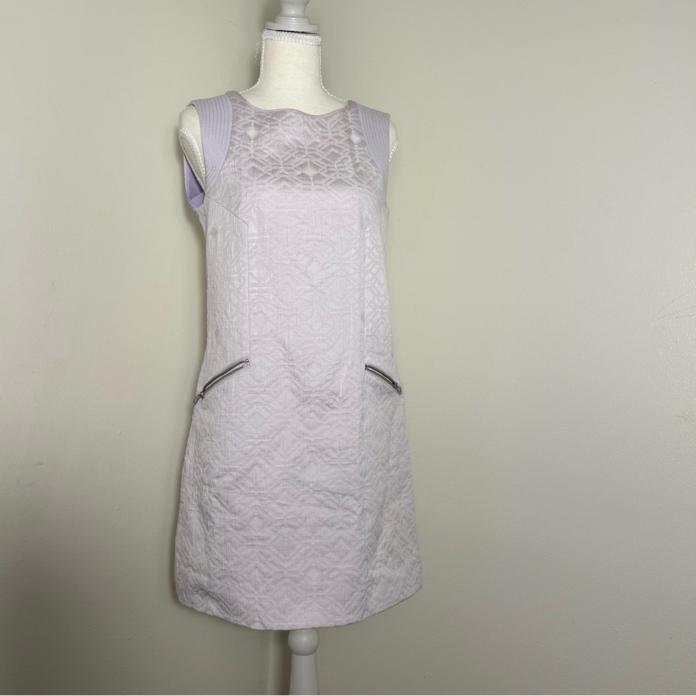 J.Crew Lavender Textured Sheath Dress Sleeveless Zip Pockets Size XS